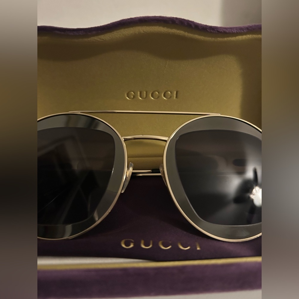 Gucci GG0105S Black and Gold Sunglasses